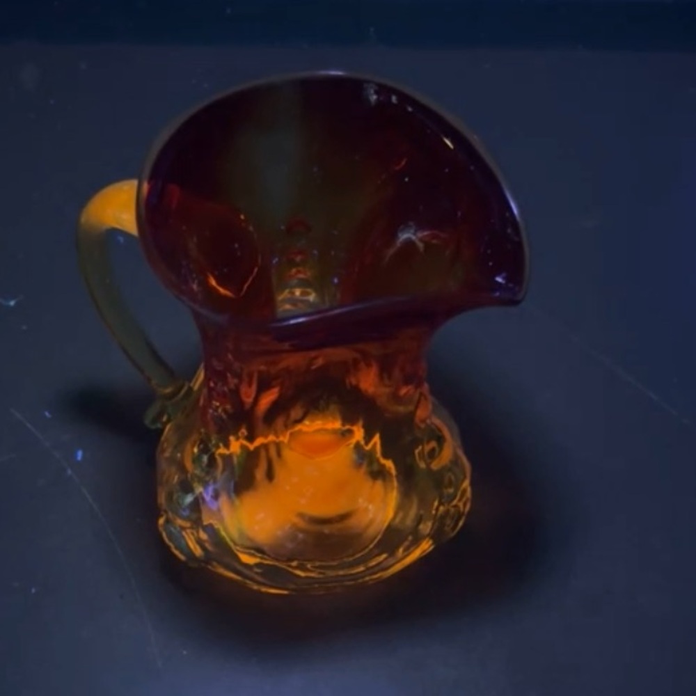 Vintage Amberina Cadmium Uranium Glass Pitcher